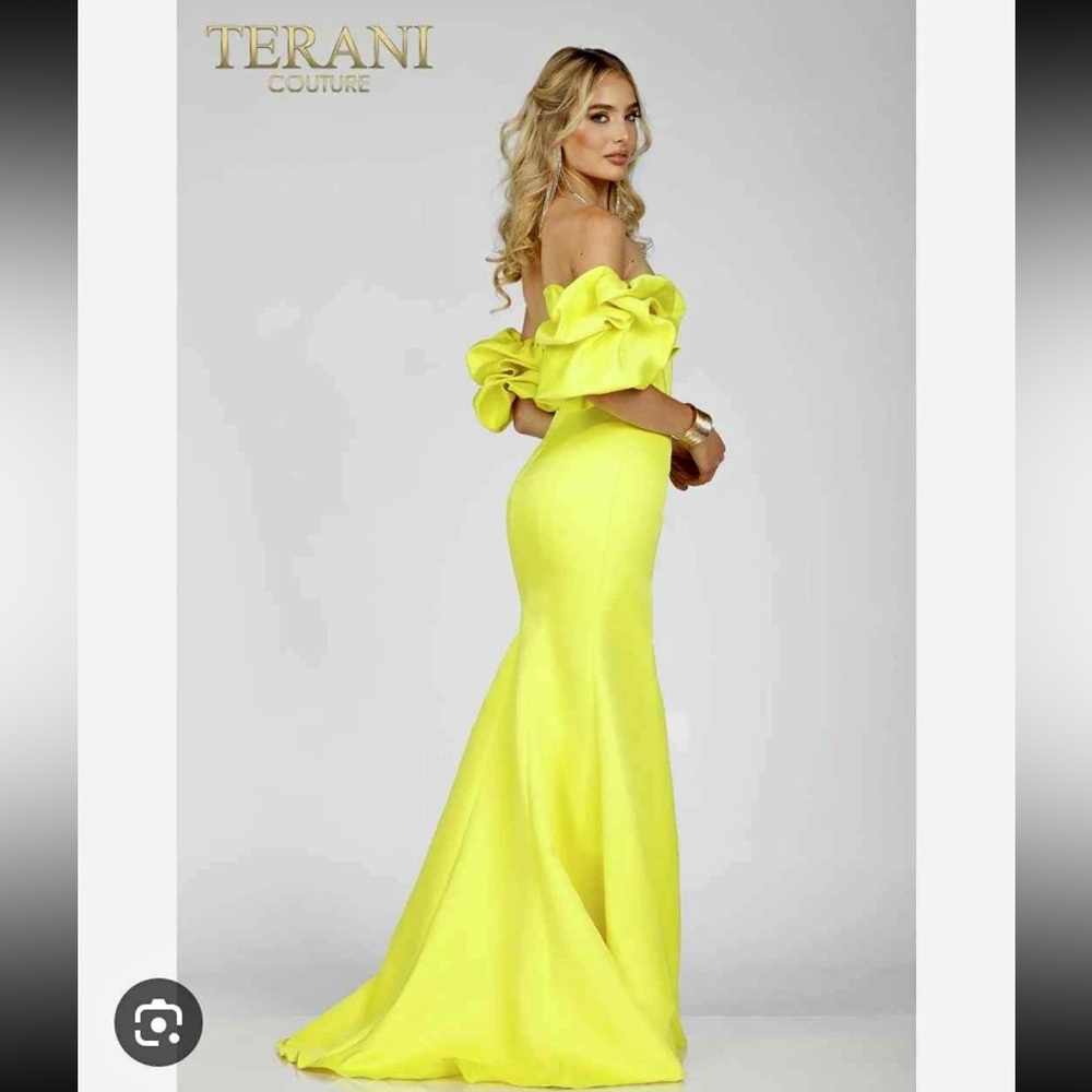 Terani Couture Women's Corset style Off the Shoulder Dress Ruffle Sleeves Size 4